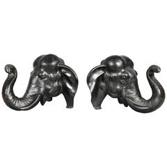 Antique Pair of Japanese Bronze Elephant Form Bookends