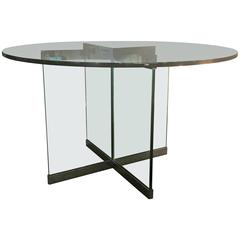 1970s Pace Thick Glass and Chrome Architecturally Modern Game/Dining Table