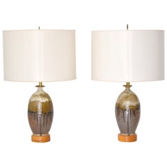 Pair of Midcentury Jar Form Ceramic Table Lamps