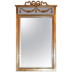 Louis XVI Style Painted and Gilded Trumeau Mirror