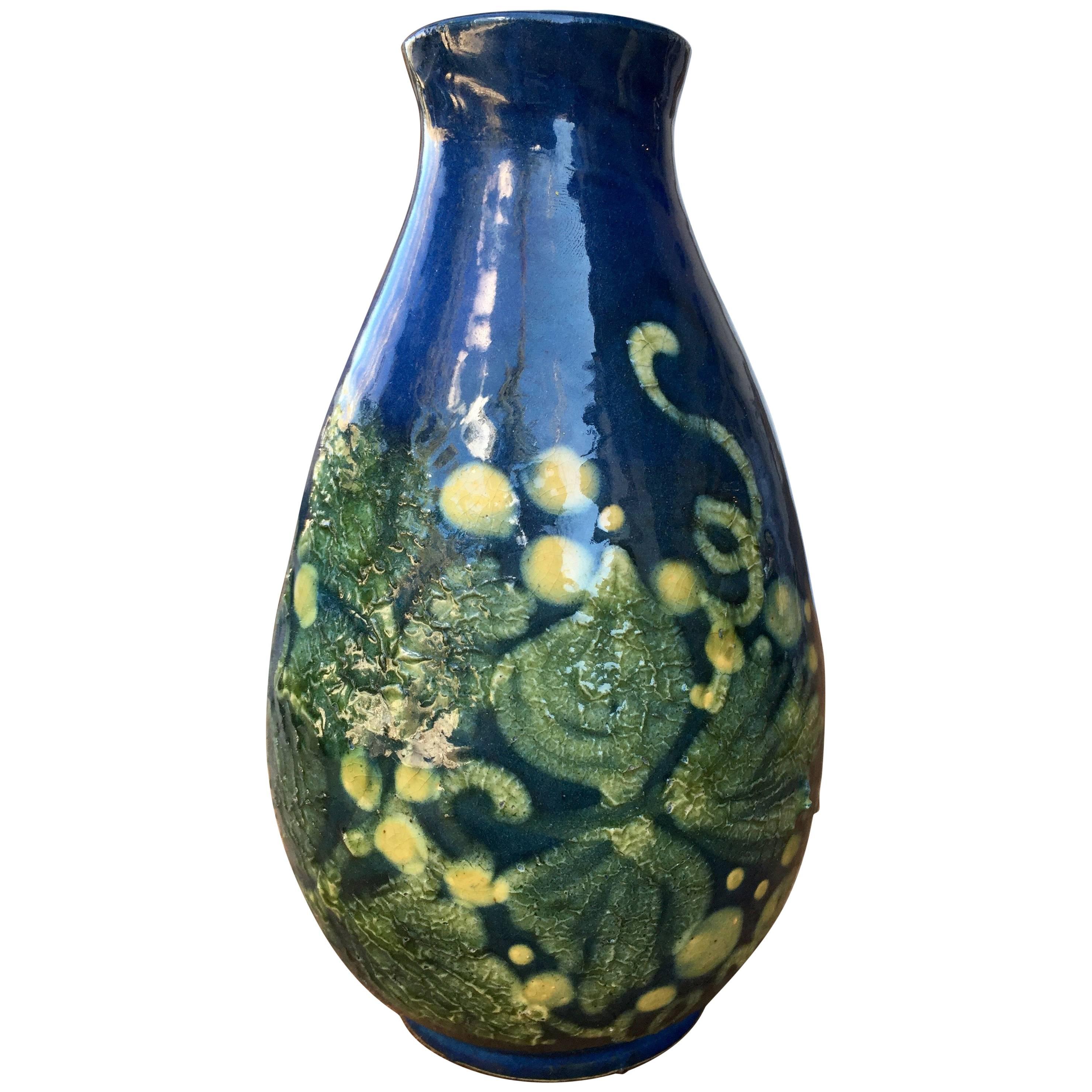 French Hand-Painted Art Nouveau Vase