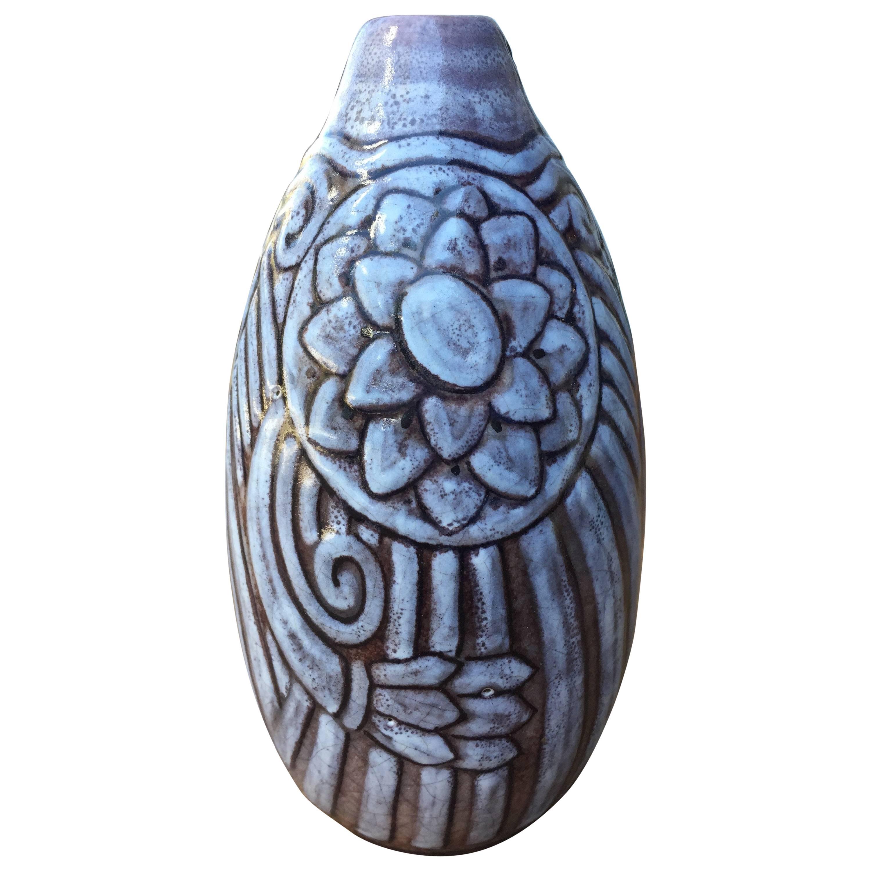 Art Deco Glazed Stoneware French Vase