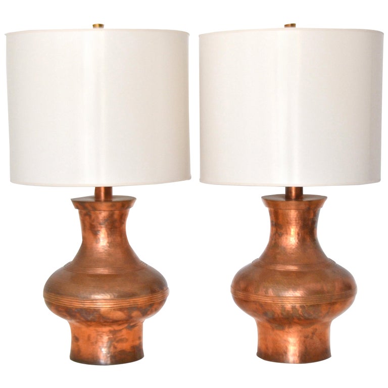Pair of Hammered Copper Table Lamps For Sale at 1stDibs hammered