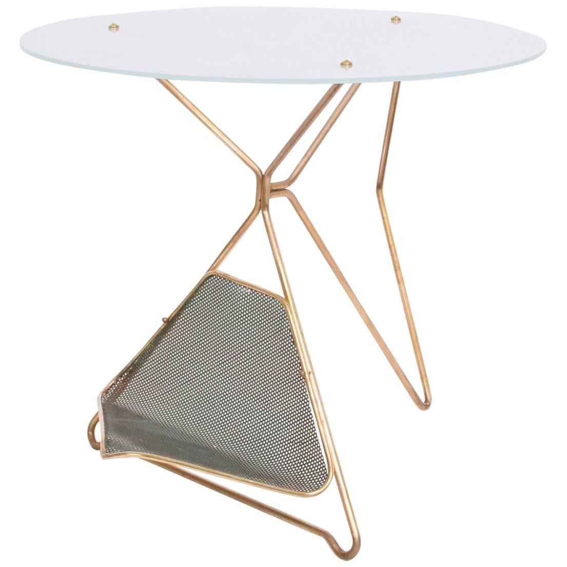 Mid-Century Modern Italian Table with Magazine Holder