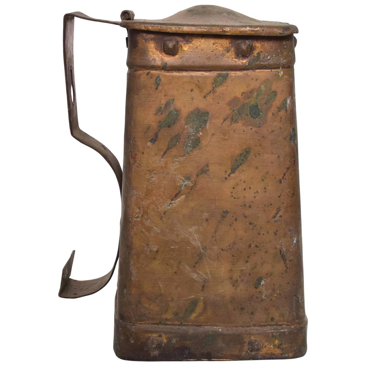 Antique Brass Mug Container, Pilgrim