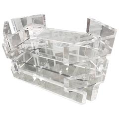 Vintage Lucite Octogonal Stacked Coffee Tail Table Hollywood Lucite Stacked Brick Coffee Tail Table Hollywood Regency Vintage