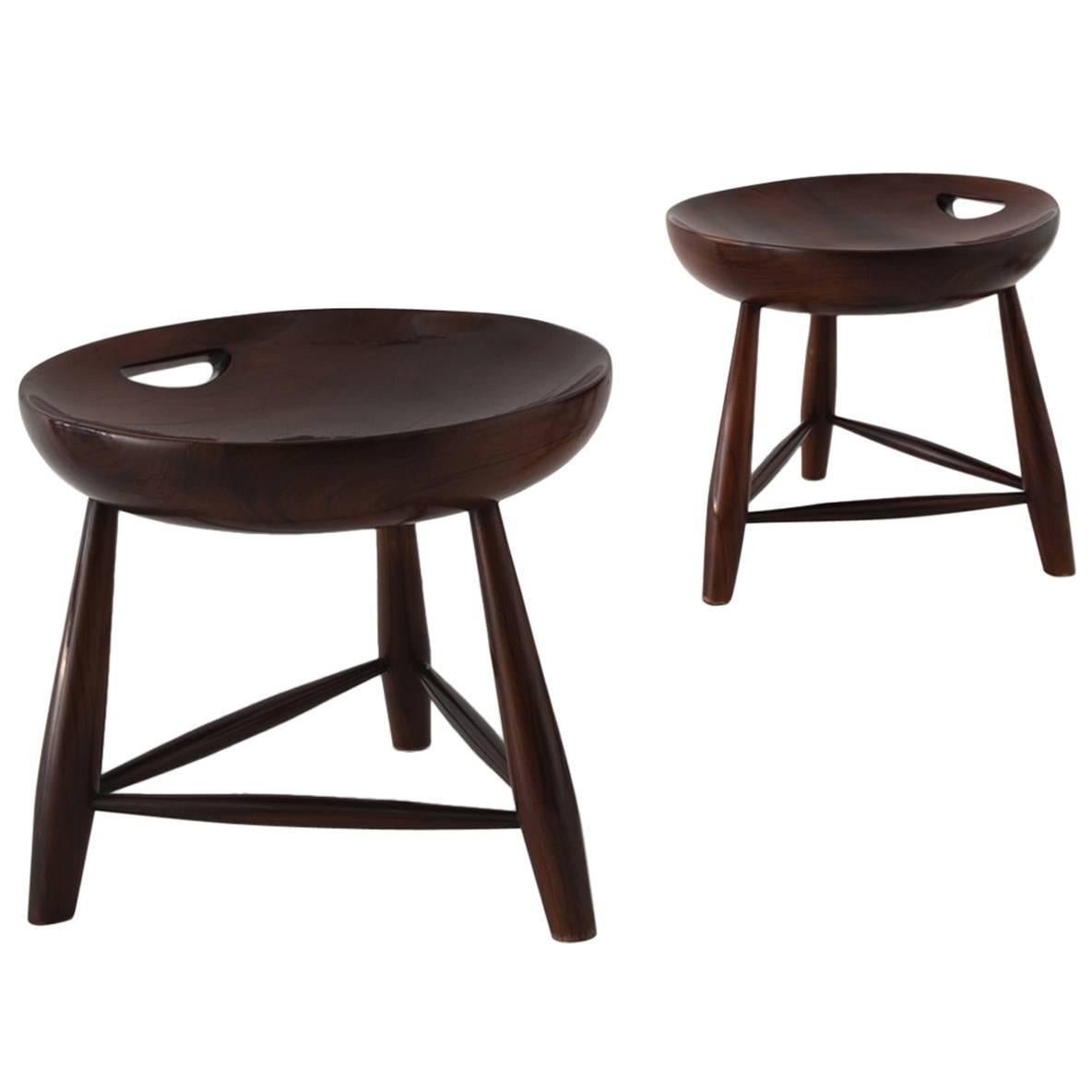 Sergio Rodrigues Pair of "Mocho" Stools, Manufactured by Oca, Brazil, 1954