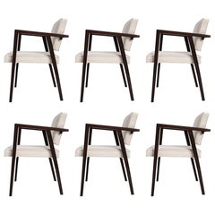Franco Albini Set of Six Midcentury Brazilian Dining Chairs jacaranda and fabric