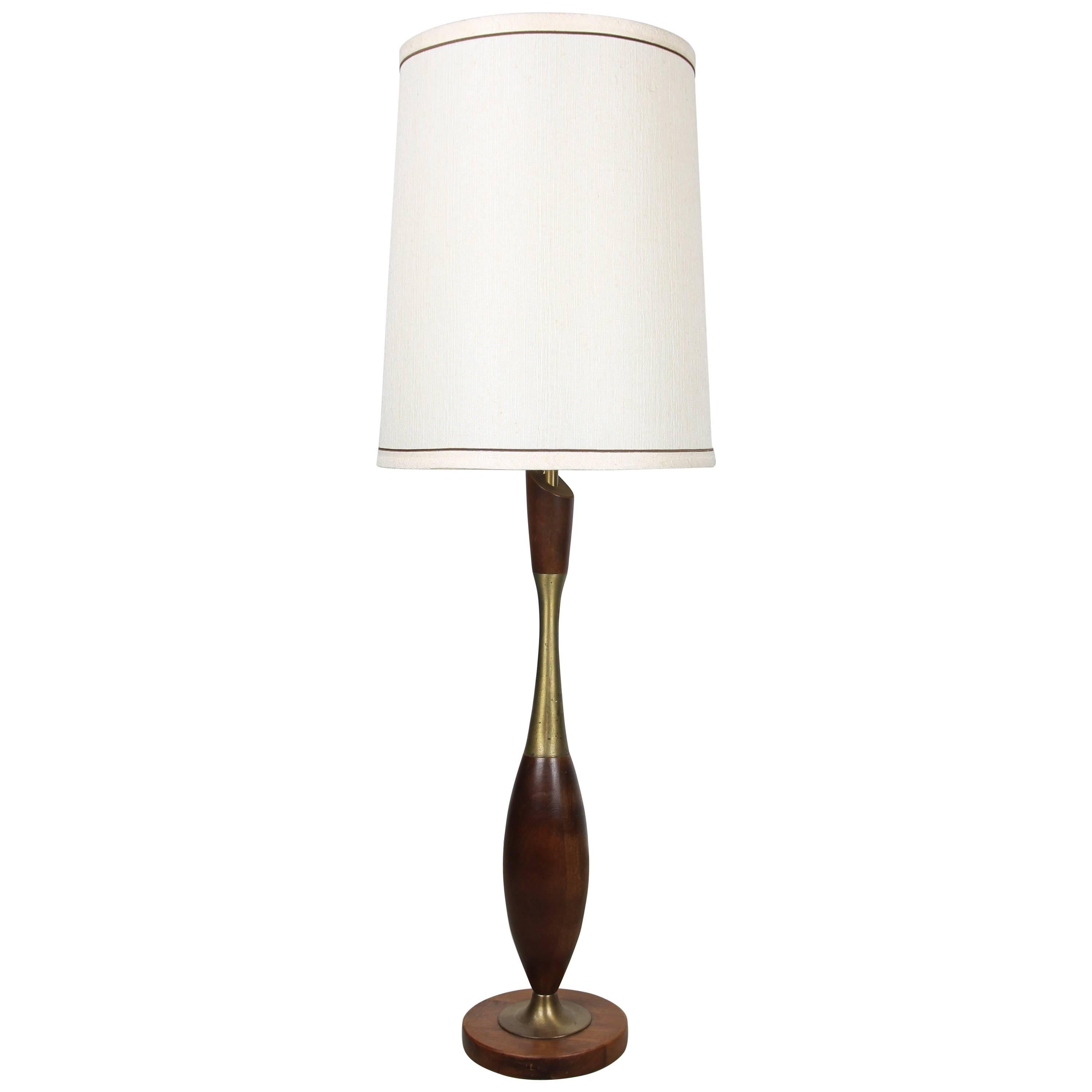 Tony Paul Brass and Walnut Table Lamp For Sale