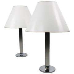 Pair of Chrome Table Lamps by Raymor 9