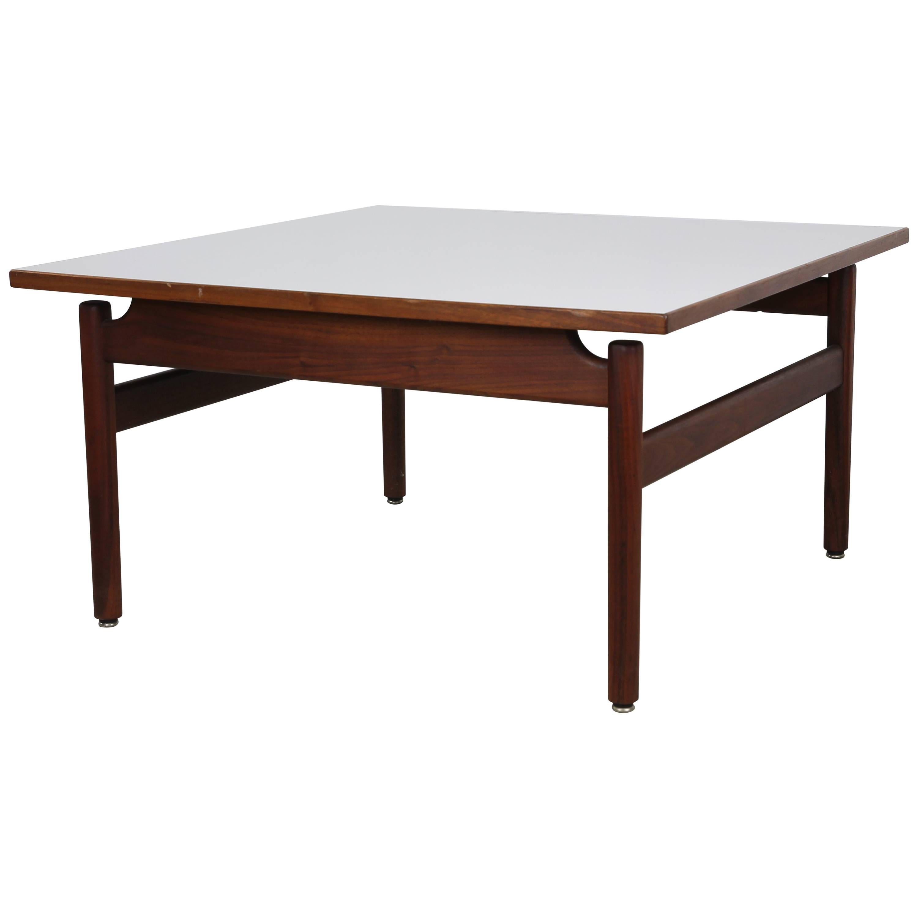 Jens Risom Walnut and Laminate Coffee Table For Sale