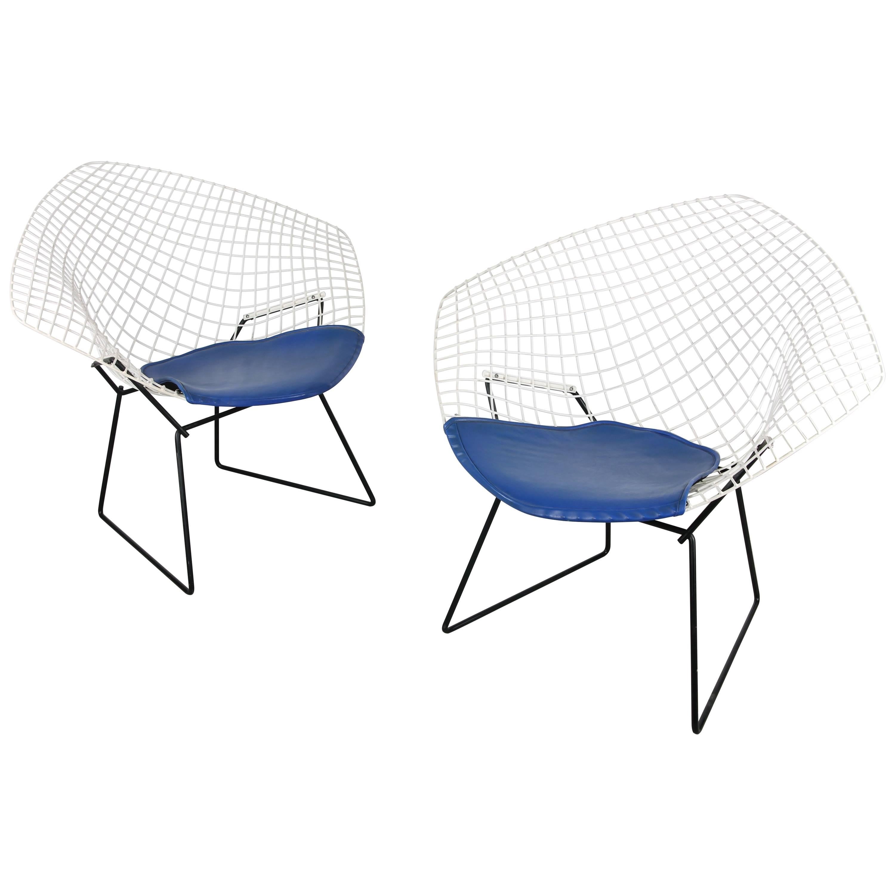 Pair of Early Harry Bertoia Two-Tone Diamond Chairs for Knoll