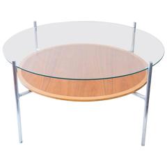 Modern Round Cast Aluminium Glass Topped Coffee Table