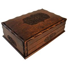 Edwardian Hand-Carved Puzzle Box with Trick Opening