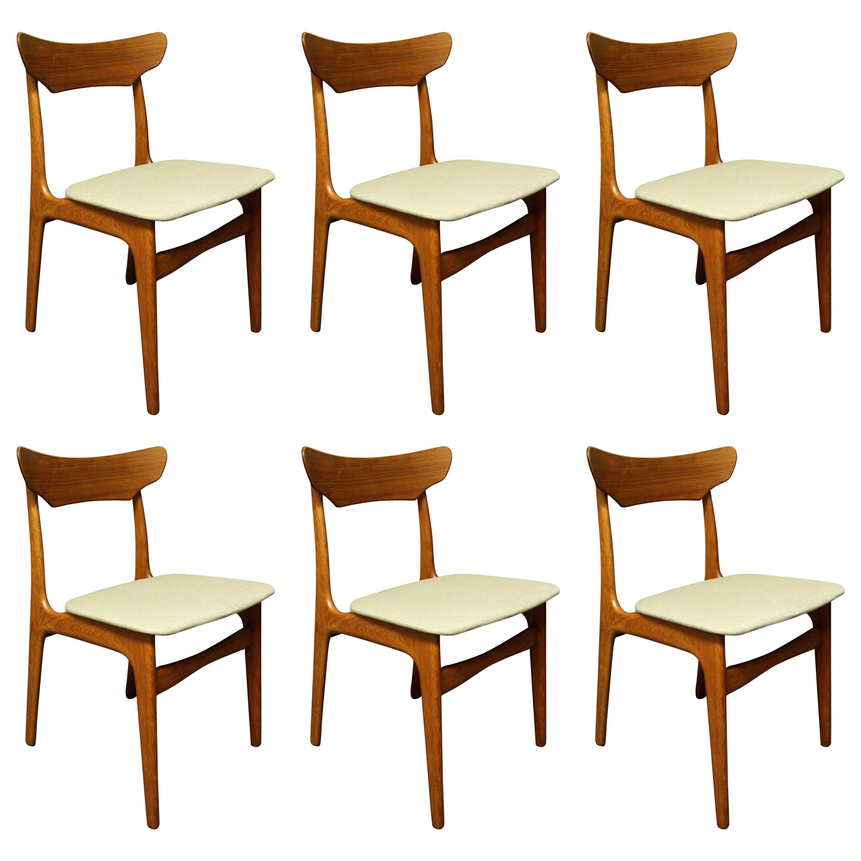 Six Schionning and Elgaard for Randers Danish Teak Dining Chairs