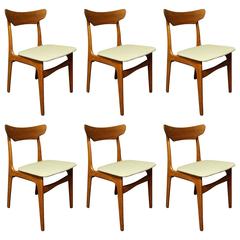 Six Schionning and Elgaard for Randers Danish Teak Dining Chairs