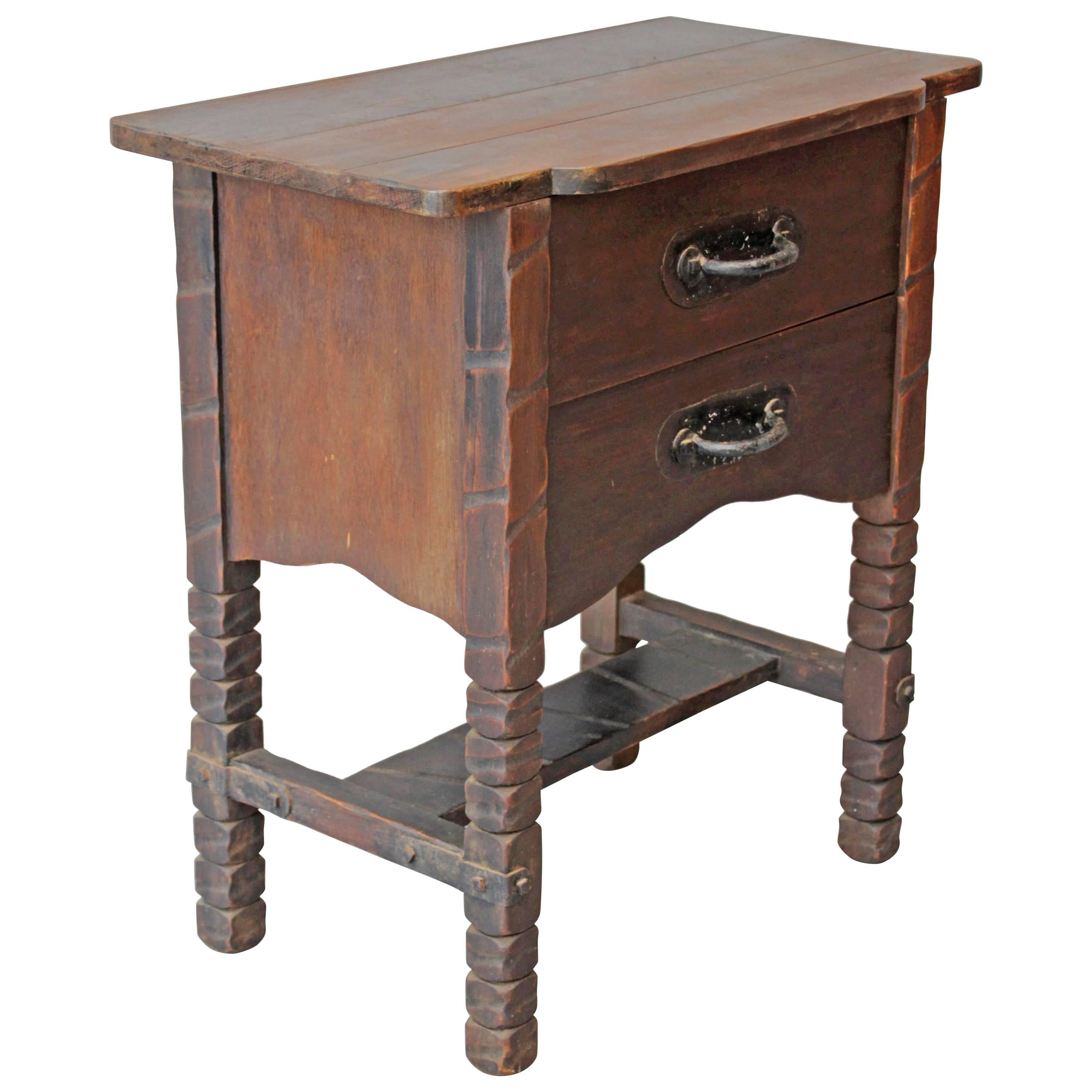 1930s Rare Monterey Nightstand in Old Wood Finish
