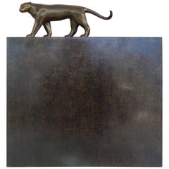 1981 Bronze Panther Sculpture by Roberto Esteves