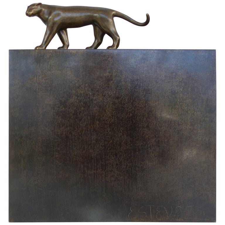 1981 Bronze Panther Sculpture by Roberto Esteves at 1stDibs