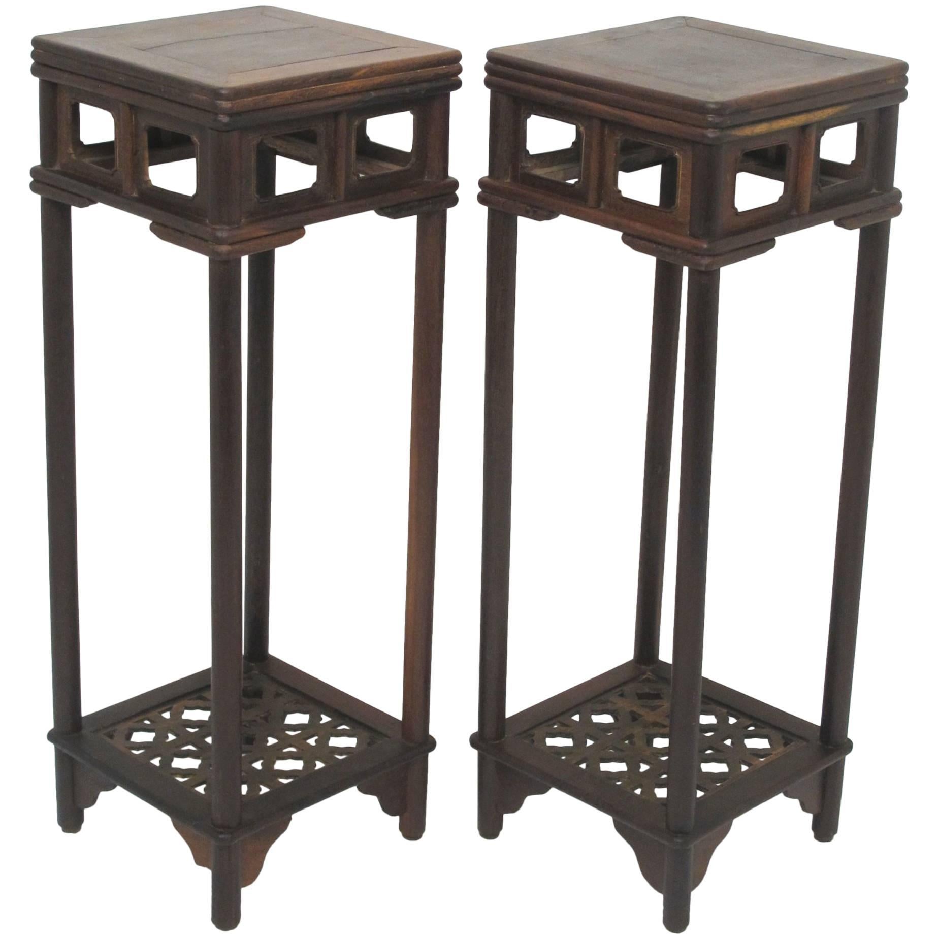 Pair of Chicken Wing Wood Pedestals Chinese