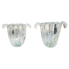 Pair of Glass Vases Attributed to Archimede Seguso