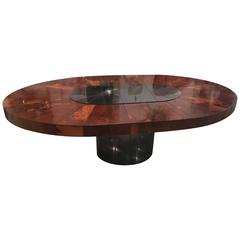 Paul Evans Burl Wood Cityscape Starburst Dining Table Brushed Steel Chrome 12