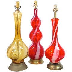 1960s Swirled Murano Glass Table Lamps (SATURDAY SALE)