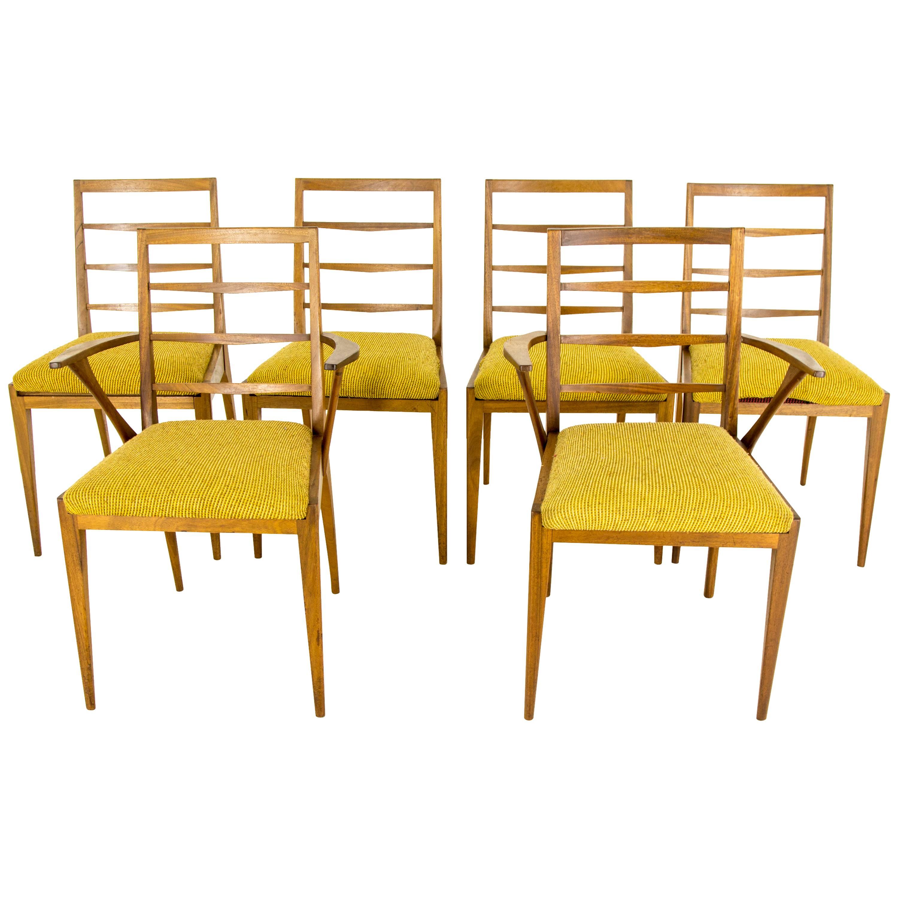 b507 Vintage Mid-Century Modern Six Teak Dining Side Chairs ‘4+2’ by G Plan