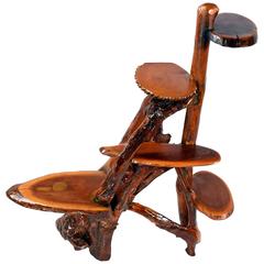 Massive Rustic Live Edge Cypress Display Shelf Room Divider, 1970's