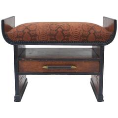Art Deco Snakeskin Suede Pigskin Seat/Ottoman