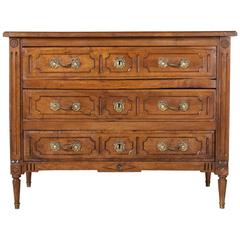 18th Century Hand-Carved Walnut Louis XVI Period Commode or Chest of Drawers