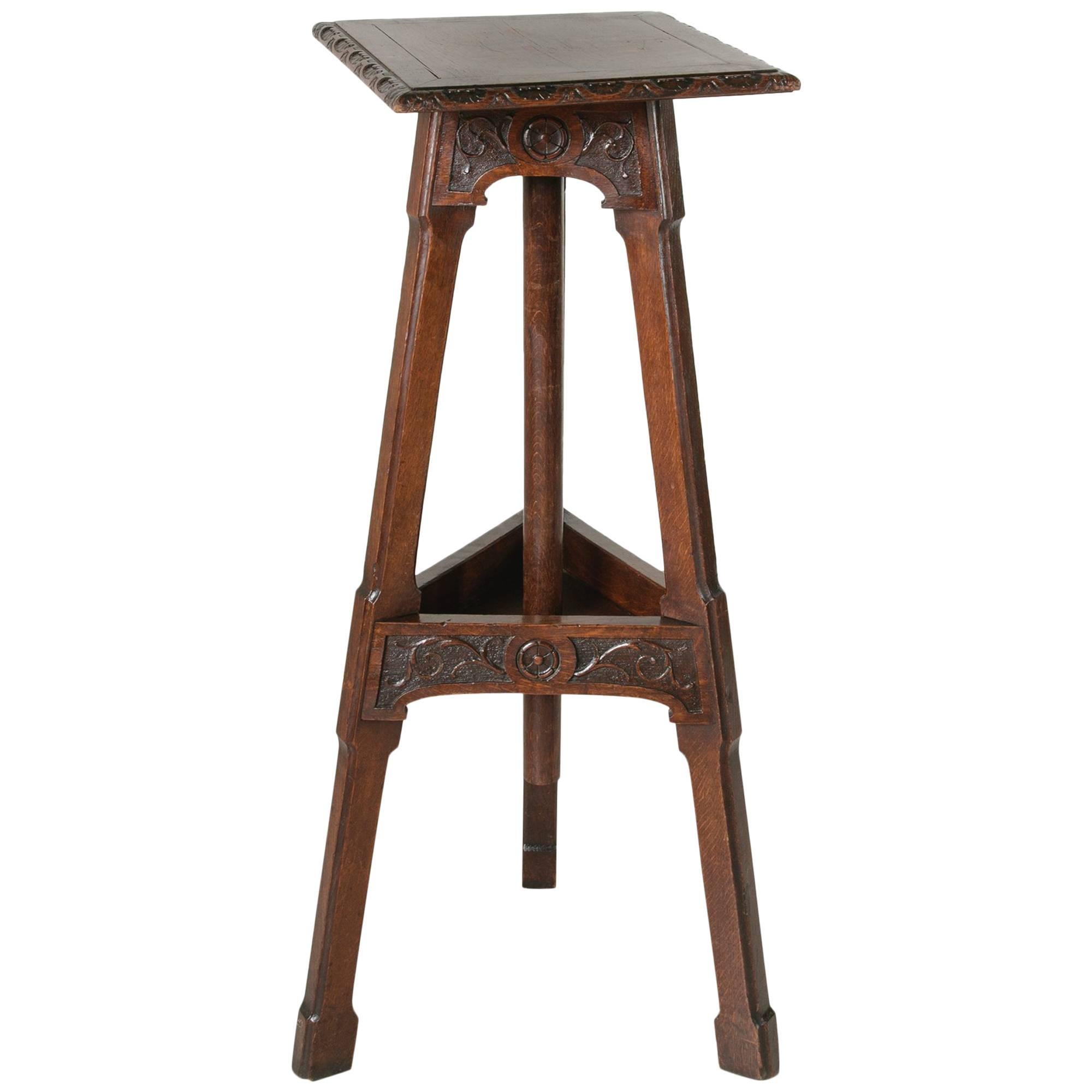 Late 19th Century, French Hand-Carved Oak Tall Pedestal or Sculptor's Table