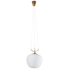 Glass and Brass Suspension Pendant by Stilnovo