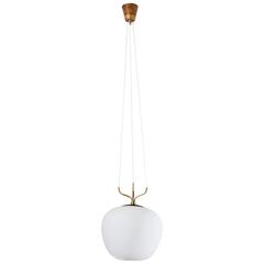Glass and Brass Suspension Pendant by Stilnovo 10