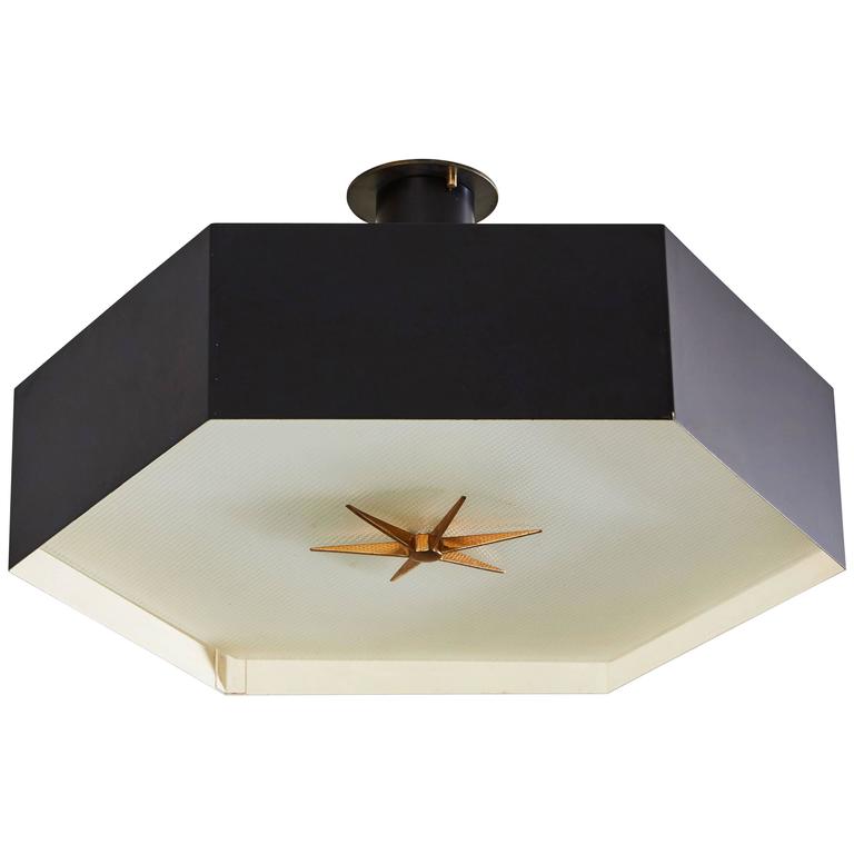 Hexagonal Flush Mount Ceiling Light by Stilnovo at 1stDibs