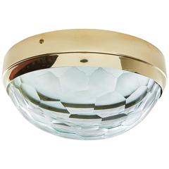 Multifaceted Glass and Brass Flush Mount Ceiling Light 11