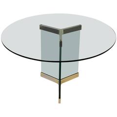 Polished Brass and Glass Dining Table by Leon Rosen for Pace Collection