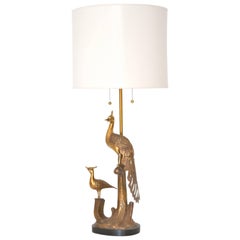 Vintage Mid-Century Marbro Brass Peacock Form Table Lamp