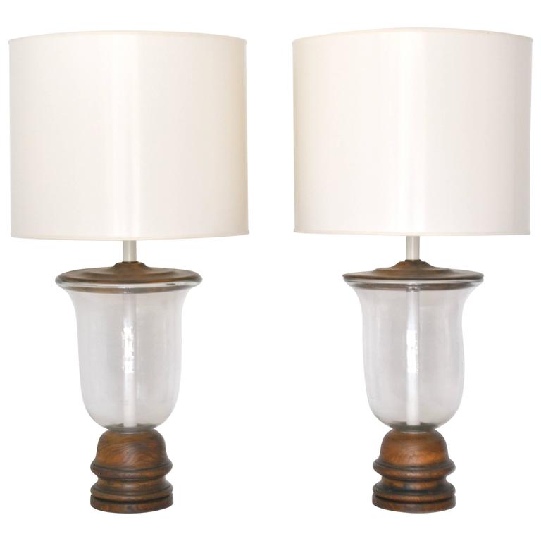 Pair Of Mid Century Blown Glass Bell Jar Table Lamps For At 1stdibs Pair Of Mid Century Blown Glass Bell Jar Table Lamps For