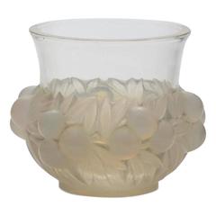 R Lalique Opalescent Vase "Prunes"
