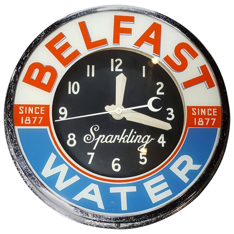 Belfast Water Neon Advertising Clock at 1stDibs
