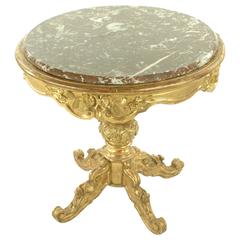 French Side Table, First Half of the 19th Century, Rococo Style, Marble Top