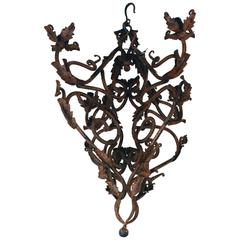 Chandelier from the 1800 in Handmade Wrought Iron