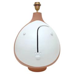 Large Ceramic Lamp Base Half Glazed in White and Natural Terracotta 12