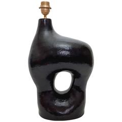 Large Ceramic Lamp Base Glazed in Black 2