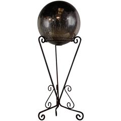 Antique Late 19th Century Distressed Witches Ball on Stand