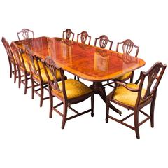Flame Mahogany Regency Style Dining Table and Ten Chairs