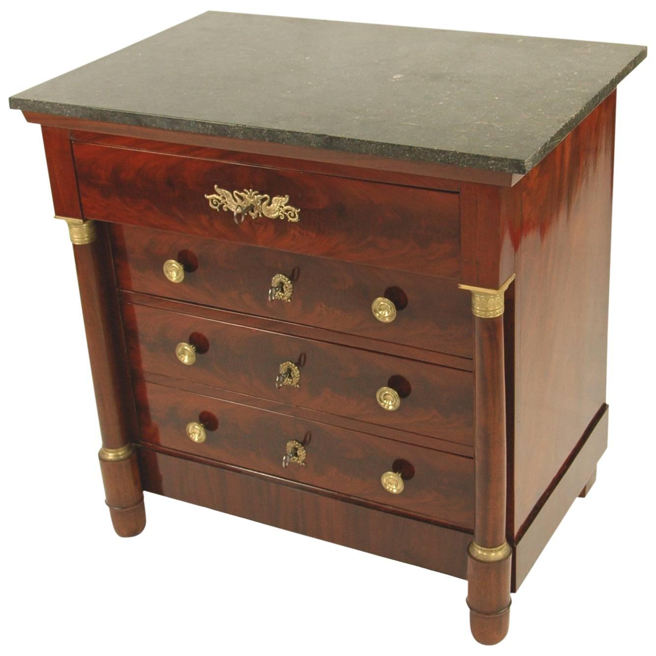 Empire Chest of Drawers, Mahogany on Oak Body Veneered, France, circa 1810 For Sale