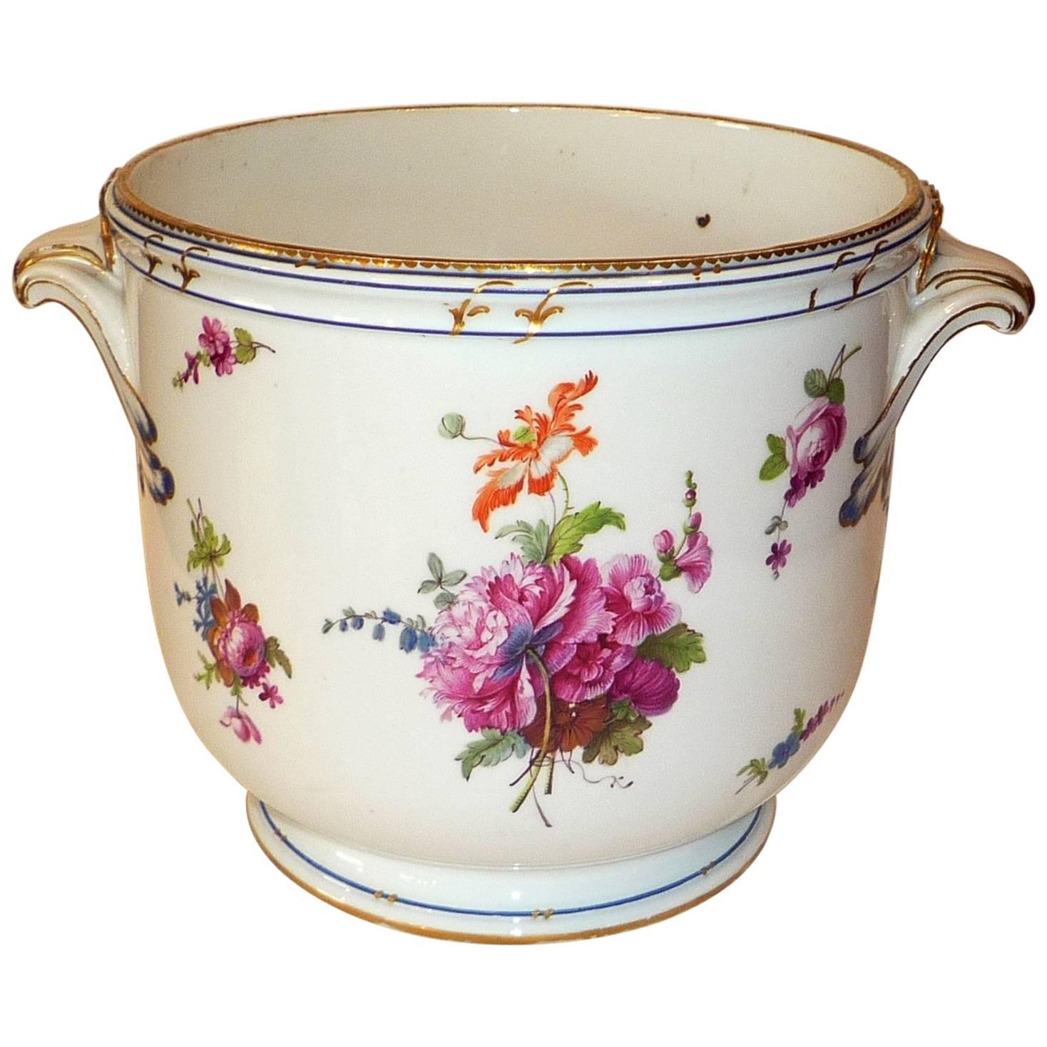 Large Sèvres Hardpaste Porcelain Wine Cooler, 1786, Painter Bouillat
