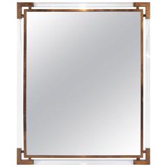 Guy Lefevre, Mirror, Gold-Plated Brass and Plexiglass, circa 1970, France